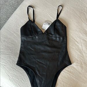Forever 21 Black Faux Leather Bodysuit